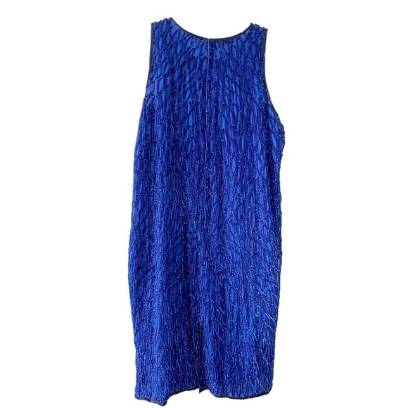 Scala Vintage Silk & Sequin Royal/Cobalt Blue Sleeveless Cocktail Dress Size 2X - Picture 14 of 16